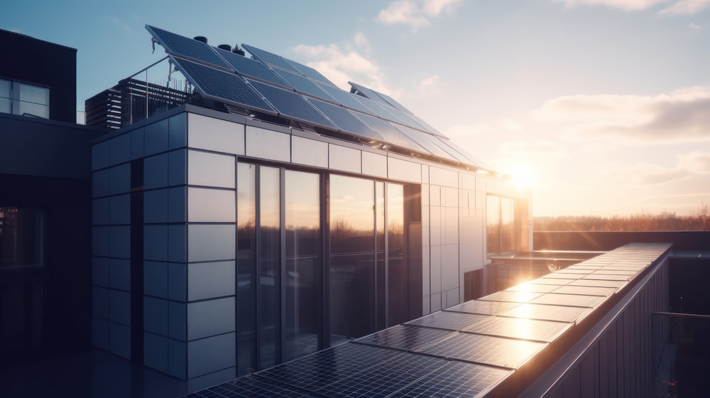 Gebäude mit Solartechnik